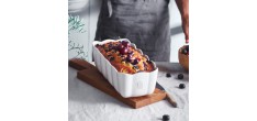 Madeleine Moule à Cake Rectangulaire Céramique 29x9 cm Argile Blanc Ca