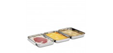 Set van 3 rechthoekige RVS paneerpannen 15x22x3 cm