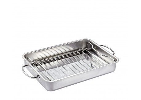 Style Plat à Rôtir Rectangulaire Inox + Grille 34 x 24 cm 