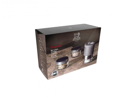 Maestro Bar à Sels Coffret Moulin Multi Sels Bois Graphite Clair Zirli