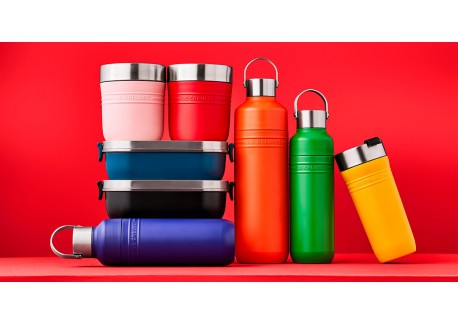 On The Go Lunch Box Isotherme Inox Ronde 500 ml Rouge Cerise
