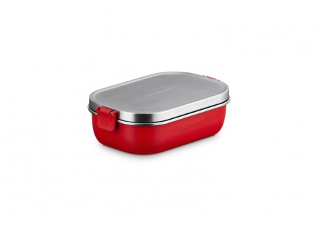 On The Go Lunchbox RVS Rechthoekig 900 ml Kersenrood