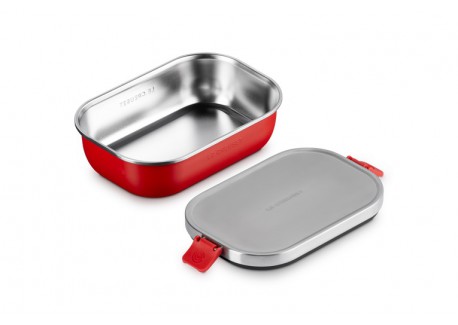 On The Go Lunchbox RVS Rechthoekig 900 ml Kersenrood