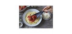Spatule Cuillère Silicone Noir Manche Bois 30 cm