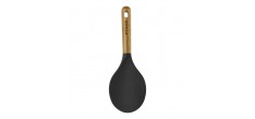 Cuillère à Riz Silicone Noir Manche Bois 22 cm
