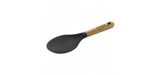 Cuillère à Riz Silicone Noir Manche Bois 22 cm