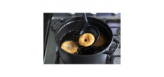 Ecumoire Friture Silicone Noir Manche Bois 31 cm