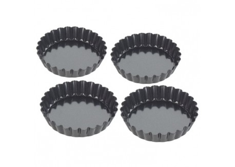 Moules Mini-Tartelettes Acier Anti-adhésif sans PFAS Ø10 cm 4 pcs