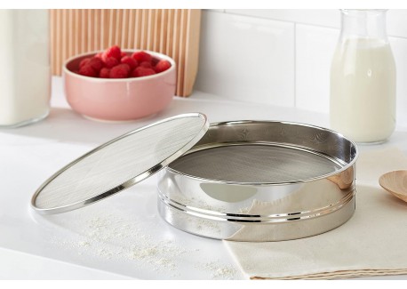 Tamis Farine 4 Mailles Interchangeables en Inox 20 cm