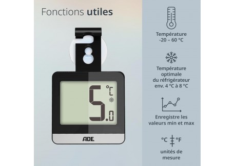 Digitale Koelkast- en Vriezerthermometer Zwart 9,5 x 6 cm