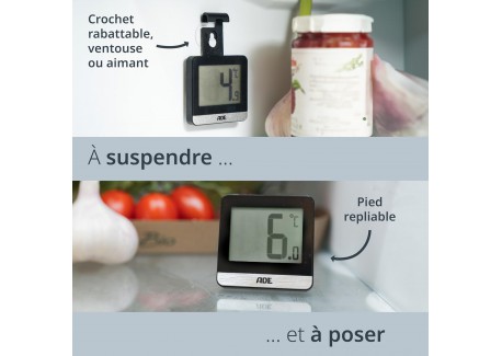 Thermomètre Digital pour Réfrigérateur et Congélateur Noir 9,5 x 6 cm