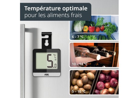 Thermomètre Digital pour Réfrigérateur et Congélateur Noir 9,5 x 6 cm