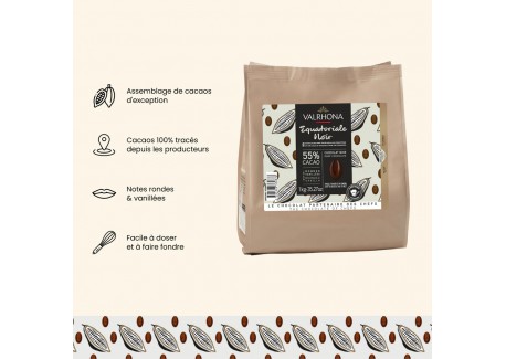 Chocolat Noir Equatoriale 55% Sachet Fèves 1 kg