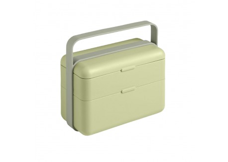 Bauletto Rechthoekige lunchbox met handvat 21x18 cm licht tijmgroen