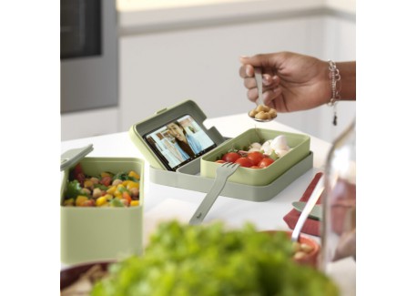 Bauletto Lunch Box Rectangulaire avec Poignée 21x18 cm Vert Thym Clair