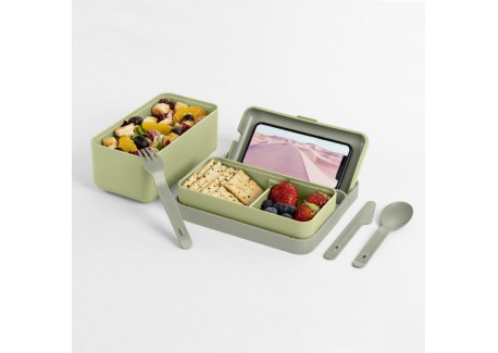 Bauletto Lunch Box Rectangulaire avec Poignée 21x18 cm Vert Thym Clair