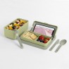 Zie dia Bauletto Rechthoekige lunchbox met handvat 21x18 cm licht tijmgroen