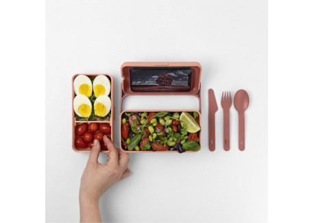 Bauletto Rechthoekige lunchbox met handvat 21x18 cm roze Famingo