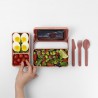 Zie dia Bauletto Rechthoekige lunchbox met handvat 21x18 cm roze Famingo