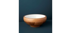 Saladier Coupe en Bois de Manguier et Résine Blanche 28x12 cm