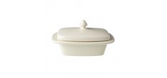 Kitchen Beurrier Rectangulaire Céramique Blanc Crème 12x17,5 cm(250 g