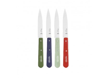 N°112 Coffret de 4 Couteaux Office Inox 10 cm Manche Bois Couleurs Pay