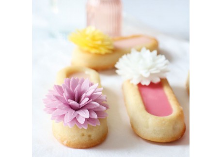 Fleurs Dahlias Comestibles en Azyme pour Déco Gâteau Pastel Ø3 cm 5 Pc