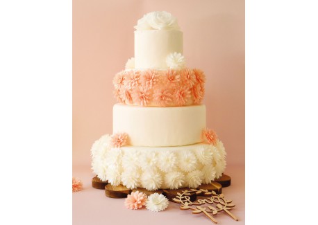 Fleurs Dahlias Comestibles en Azyme pour Déco Gâteau Blanc Rose Ø3 cm