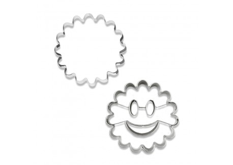 Smile Koekjesvormpjes van RVS met Kartelrand voor Koekjes Ø5cm 2 stuks