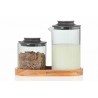 Zie dia Impact Melkkan en Suikerpot Grijs Glas + Acaciahouten Dienblad
