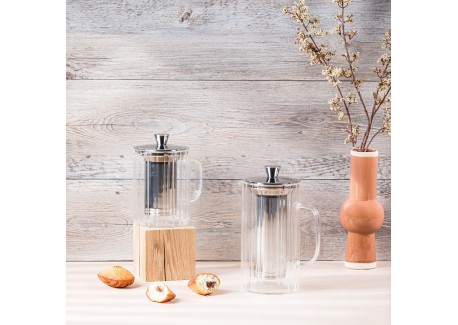 Breakfast Theepot van helder glas met afschroefbaar RVS filter 1,2 L