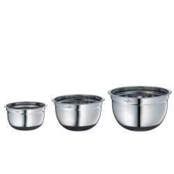 Set 3 Culs de Poule Bols Inox Gradués Antidérapants 16, 20 et 24 cm -S