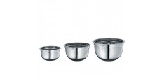 Set 3 Culs de Poule Bols Inox Gradués Antidérapants 16, 20 et 24 cm -S