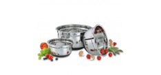 Set 3 Culs de Poule Bols Inox Gradués Antidérapants 16, 20 et 24 cm -S
