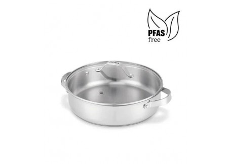 Cicla 3 Gerecycleerde RVS Sauteerpan met Deksel 28 cm 5,1 l