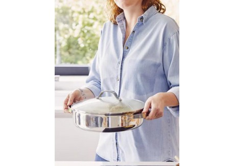 Cicla 3 Sauteuse Inox Recyclé avec Couvercle en Verre 28 cm 5,1 l