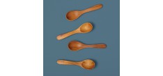 Set van 4 kleine teakhouten lepels 9 cm