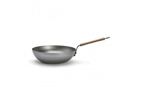 Mineral B Wok en Acier 28 cm avec Poignée en Bois