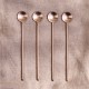 Set van 4 lange en dunne koffielepels geborsteld goud roestvrij staal 16 cm