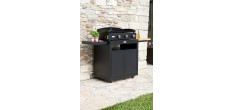 Desserte Meuble Extérieur pour Plancha avec Tablettes Noir Mat 80 x 55