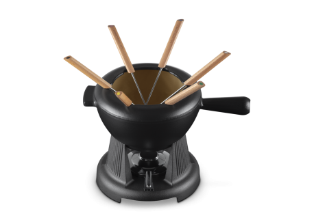 Service à Fondue Savoyarde et Bourguignonne Fonte Emaillée Noir Mat -N