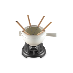 Service à Fondue Savoyarde et Bourguignonne Fonte Emaillée Blanc Merin