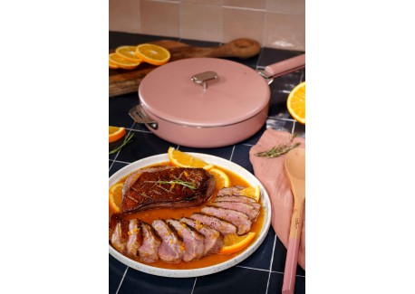 La Merveilleuse Poêle Inox Rose Guimauve 24 cm 1,8 l  