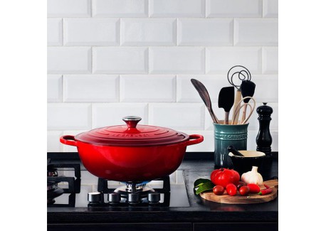 Marmite Ronde en Fonte 4,9 L Rouge Cerise (28 cm) 