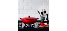 Marmite Ronde en Fonte 4,9 L Rouge Cerise (28 cm) 