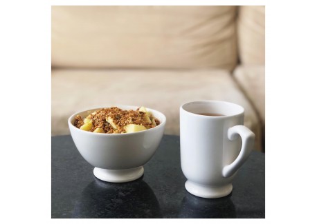 Kitchen Bol sur Pied Céramique Email Brillant Blanc Crème 10 cm