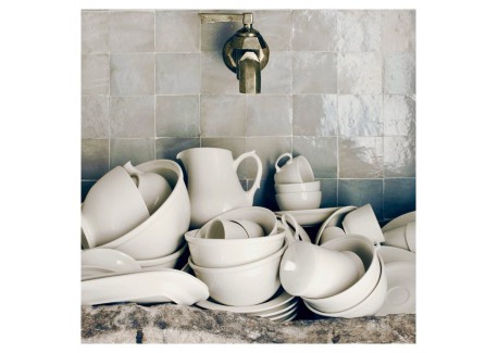 Kitchen Bol sur Pied Céramique Email Brillant Blanc Crème 10 cm