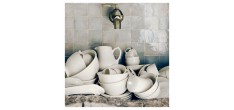 Kitchen Bol sur Pied Céramique Email Brillant Blanc Crème 10 cm