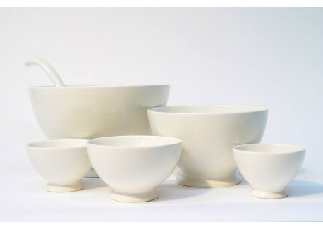 Kitchen Bol sur Pied Céramique Email Brillant Blanc Crème 13 cm