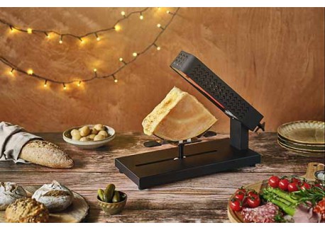 Aspen Appareil à Raclette Traditionnel à Meule Noir Mat 
